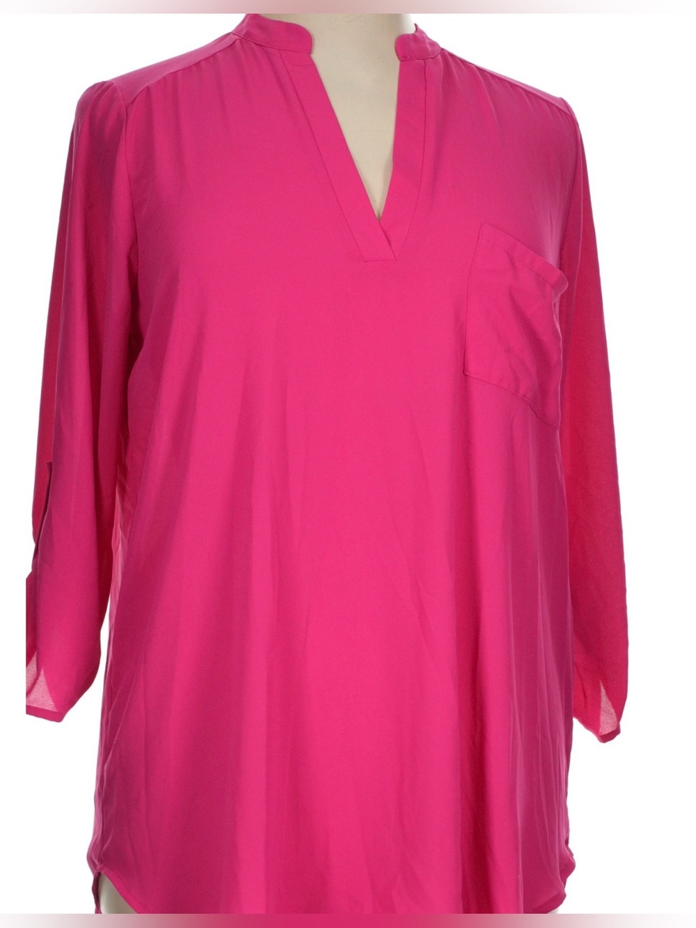 NWT All in Favor Bright Red V-Neck Pullover Tunic with Chest Pocket